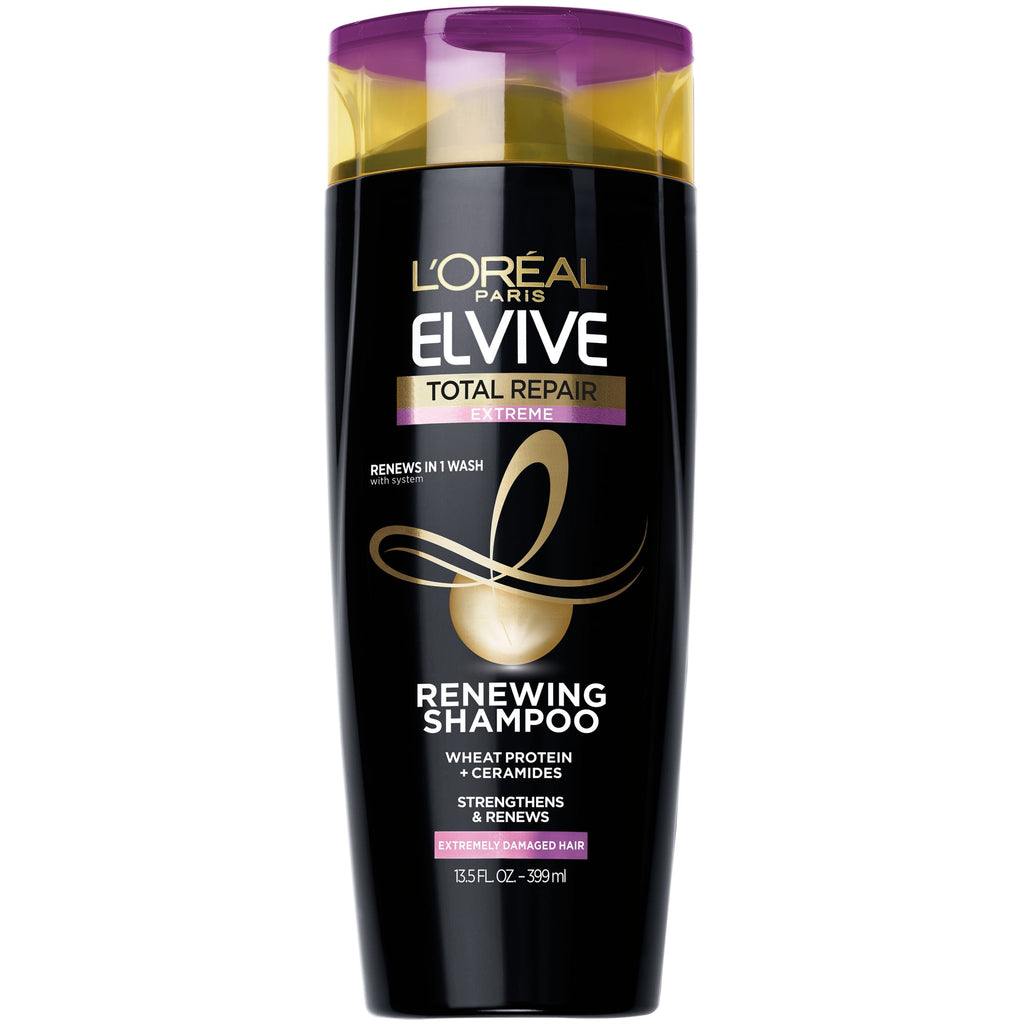 (3 pack) L'Oreal Paris Elvive Total Repair Extreme Repairing Squeeze Tube Shampoo, 13.5 fl oz