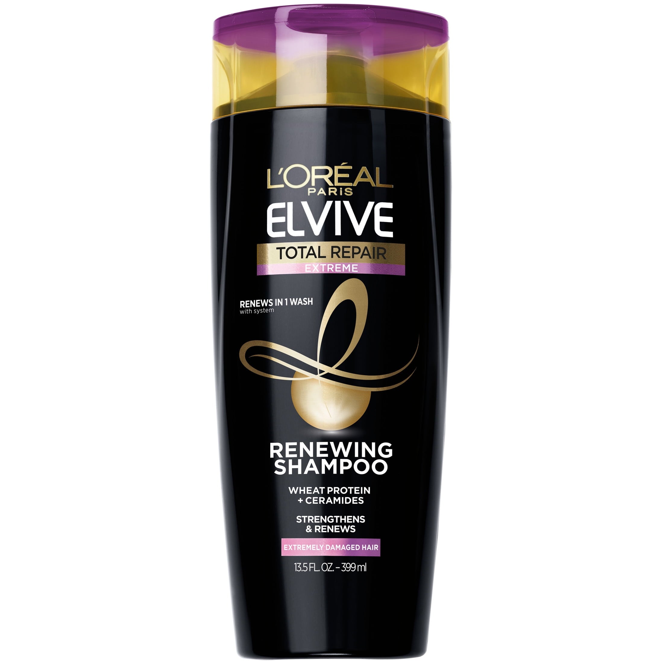 (3 pack) L'Oreal Paris Elvive Total Repair Extreme Repairing Squeeze Tube Shampoo, 13.5 fl oz