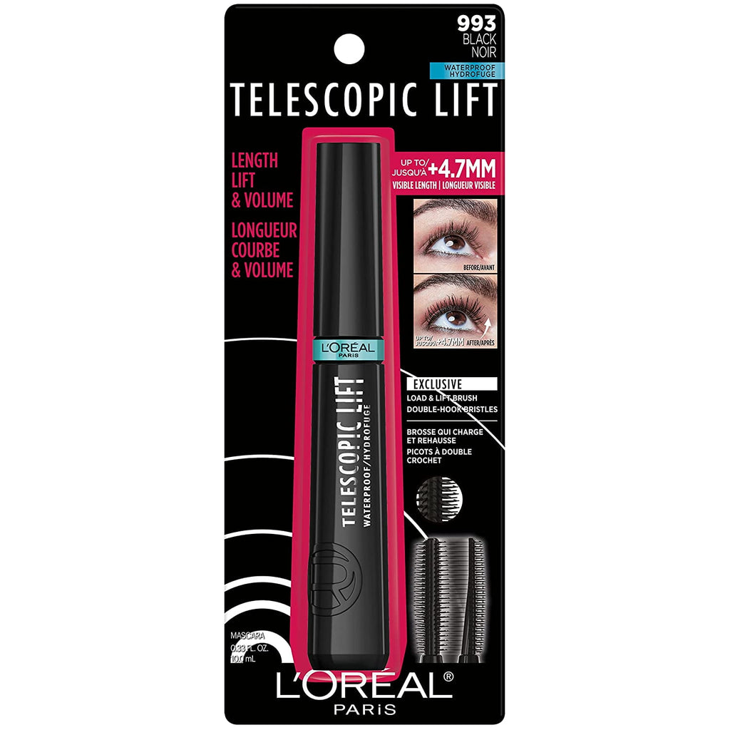 L'Oréal Paris Telescopic Lift Waterproof Mascara, Black, 0.33 fl oz